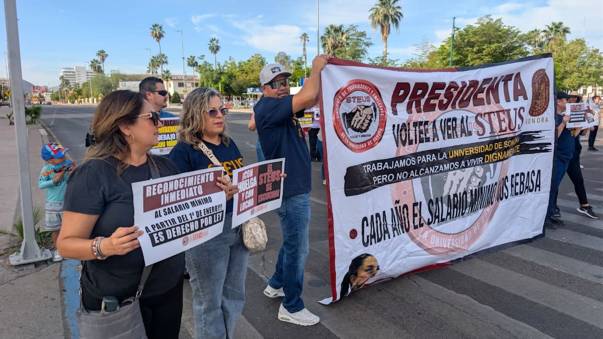 Bloqueo del Steus de la Unison en Hermosillo: cierran parcialmente Luis Encinas y Rosales tras 18 días de huelga