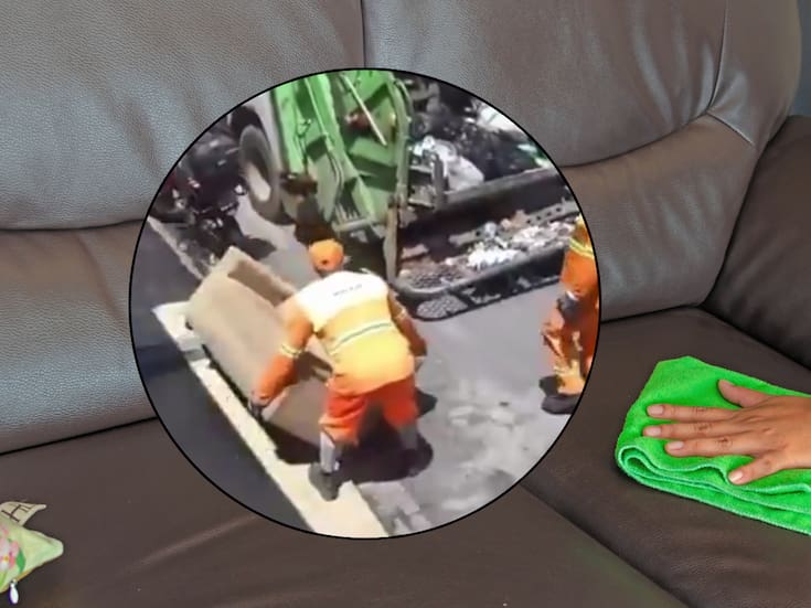 Video viral: Mujer lavó su sillón en la calle y, al dejarlo secarse al sol, el camión de basura lo confundió con basura