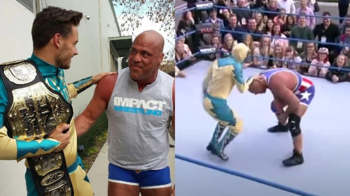 Liam Payne, fanático de la WWE, compartió un momento inolvidable al enfrentarse a Kurt Angle en una divertida pelea de exhibición.