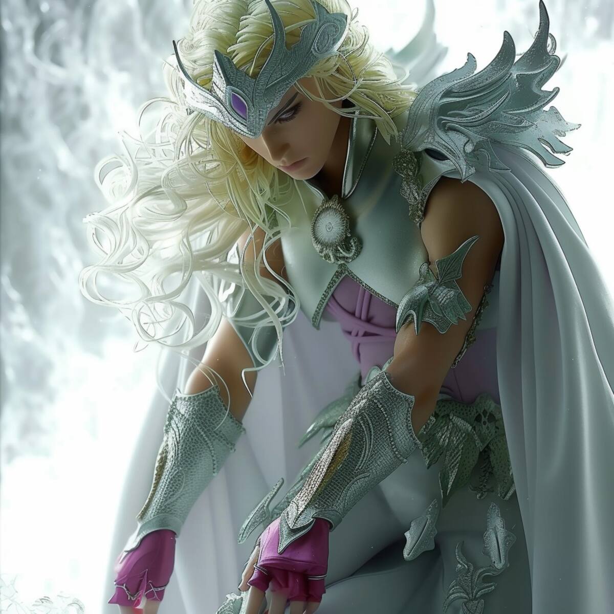 La inteligencia artificial de Midjourney reinterpreta a Misty con cabello blanco y ojos verdes, aportando una perspectiva innovadora a este personaje clásico.