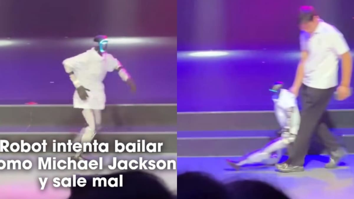 Robot que bailaba como Michael Jackson se terminó desplomando frente a todos y tuvo que venir un trabajador a sacarlo