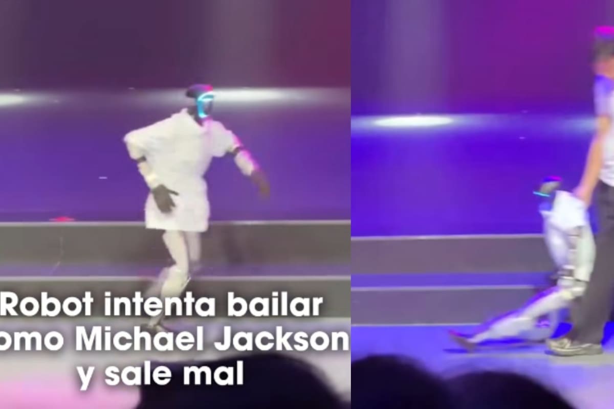 Robot que bailaba como Michael Jackson se terminó desplomando frente a todos y tuvo que venir un trabajador a sacarlo