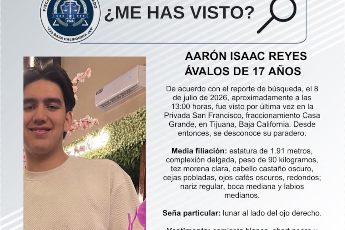 Se busca Aarón Isaac Reyes Ávalos de 17 años de edad