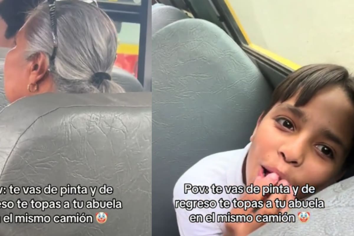Joven se va de pinta, pero termina encontrándose con su abuela en el camión y se vuelve viral