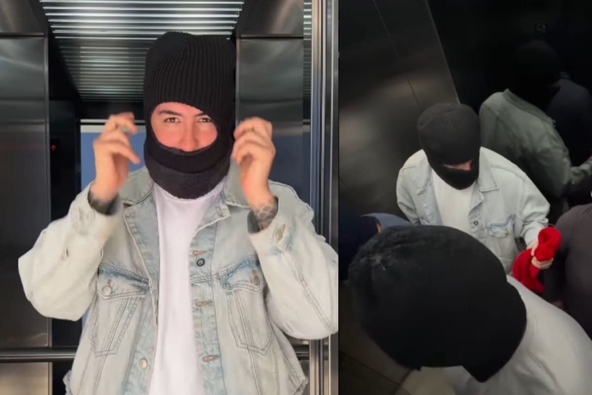 Influencer se disfraza de encapuchado en el elevador para asustar a la gente: así fue la reacción