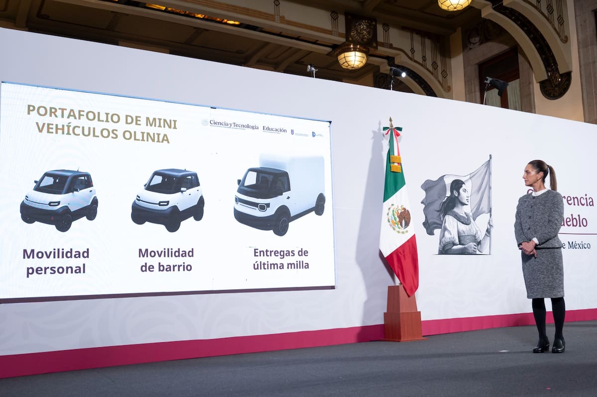 Gobierno de Sheinbaum presenta más sobre el proyecto del auto eléctrico 100% mexicano, Olinia. | Crédito: Presidencia