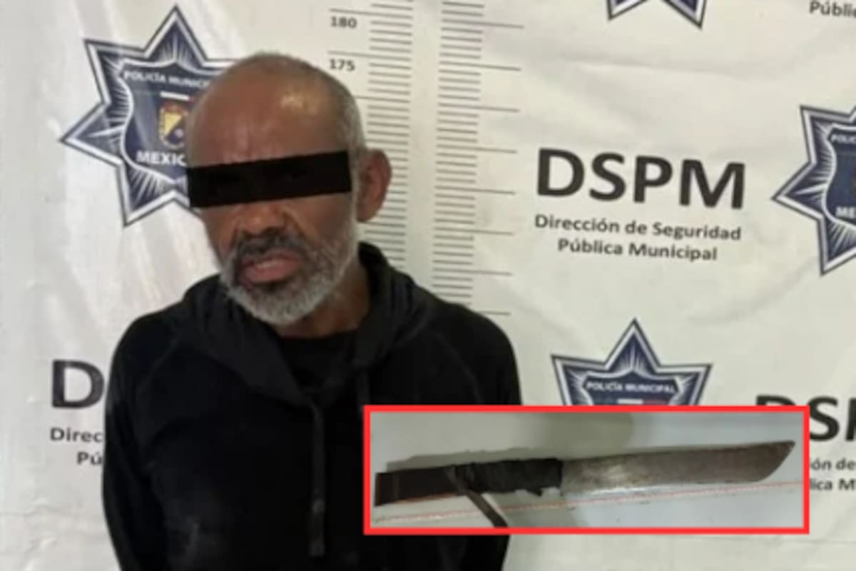 Hombre armado con machete golpea a policía y es detenido