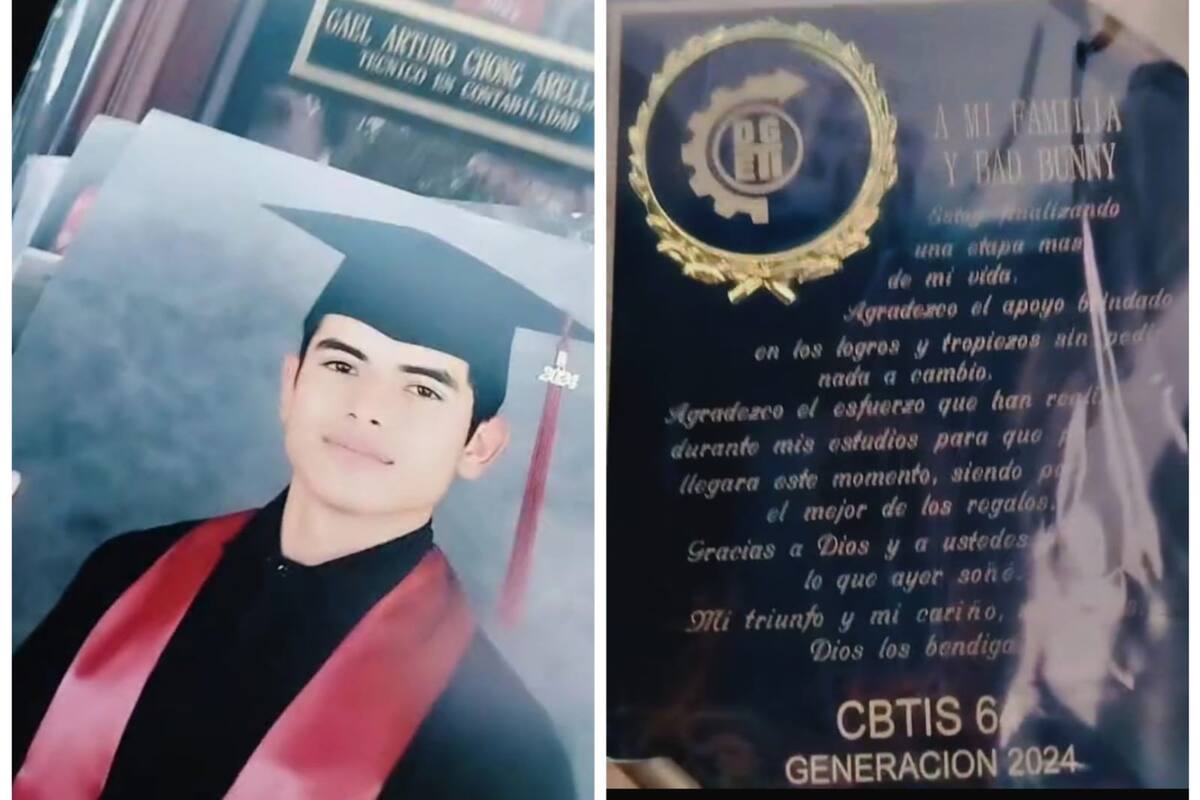 Estudiante egresado del Cbtis dedica su titulo a su familia y a Bad Bunny