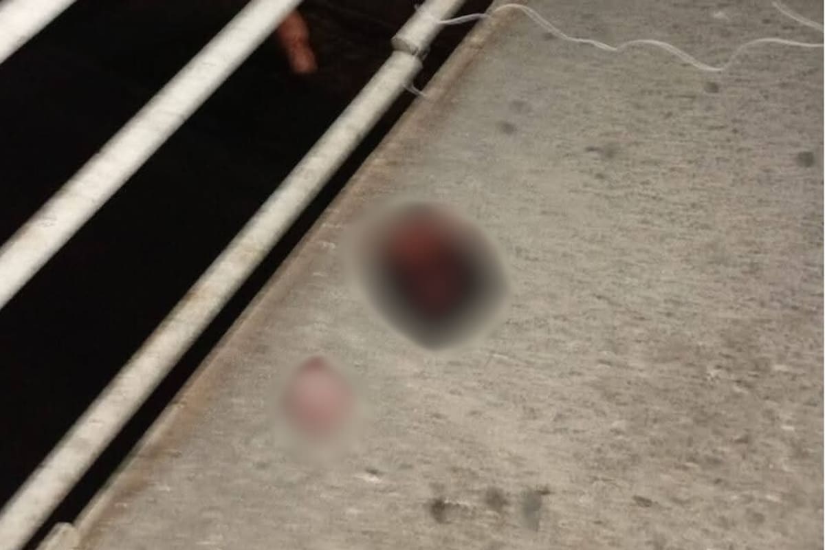 Abandonan manta y restos humanos en un puente peatonal