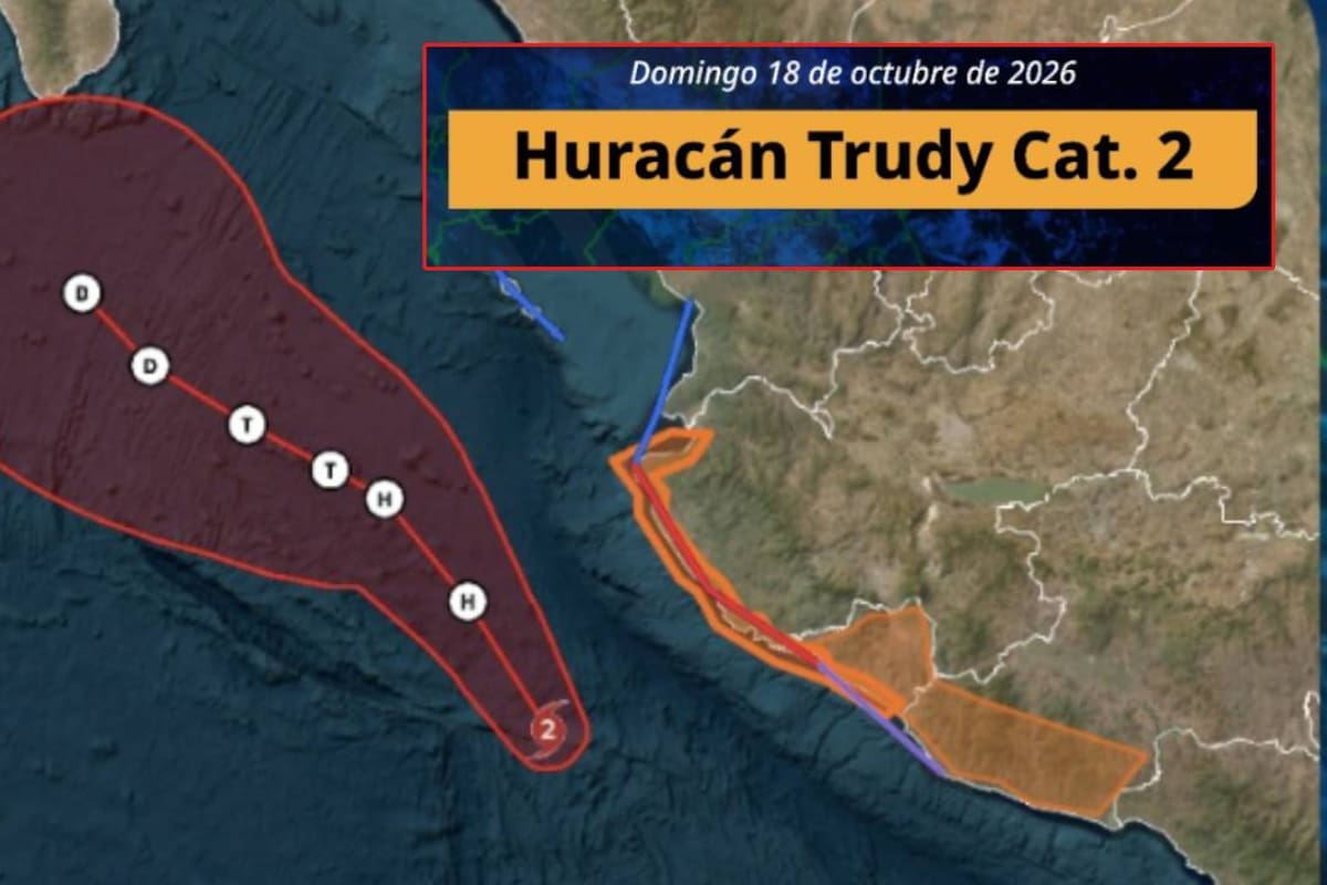 Así llegarán huracán Trudy y Frente Frío 2 este domingo a varios estados en México