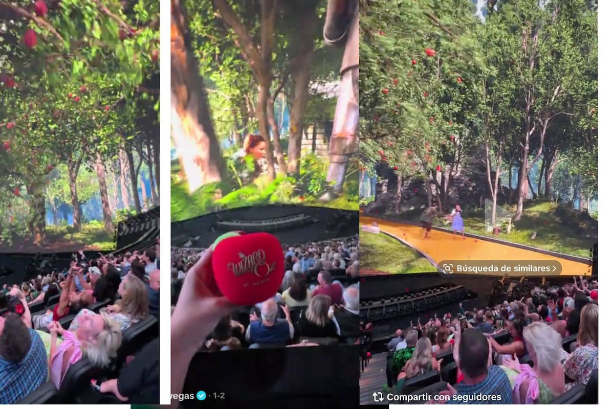Increíble: sorprenden a espectadores al dejar caer manzanas del techo de The Sphere durante la proyección inmersiva de El Mago de Oz