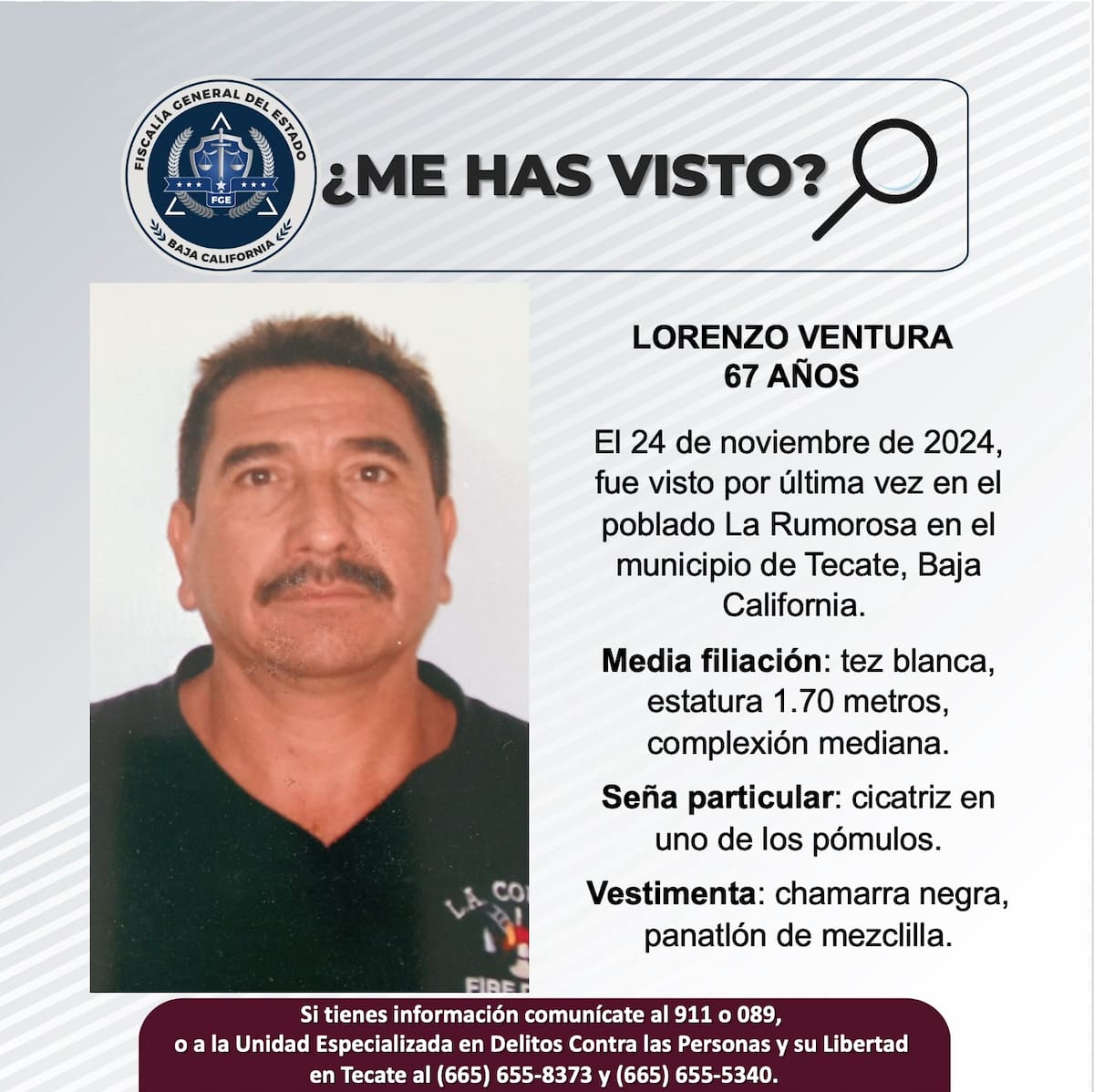 Lorenzo Ventura fue visto por última vez el 24 de noviembre de 2024.