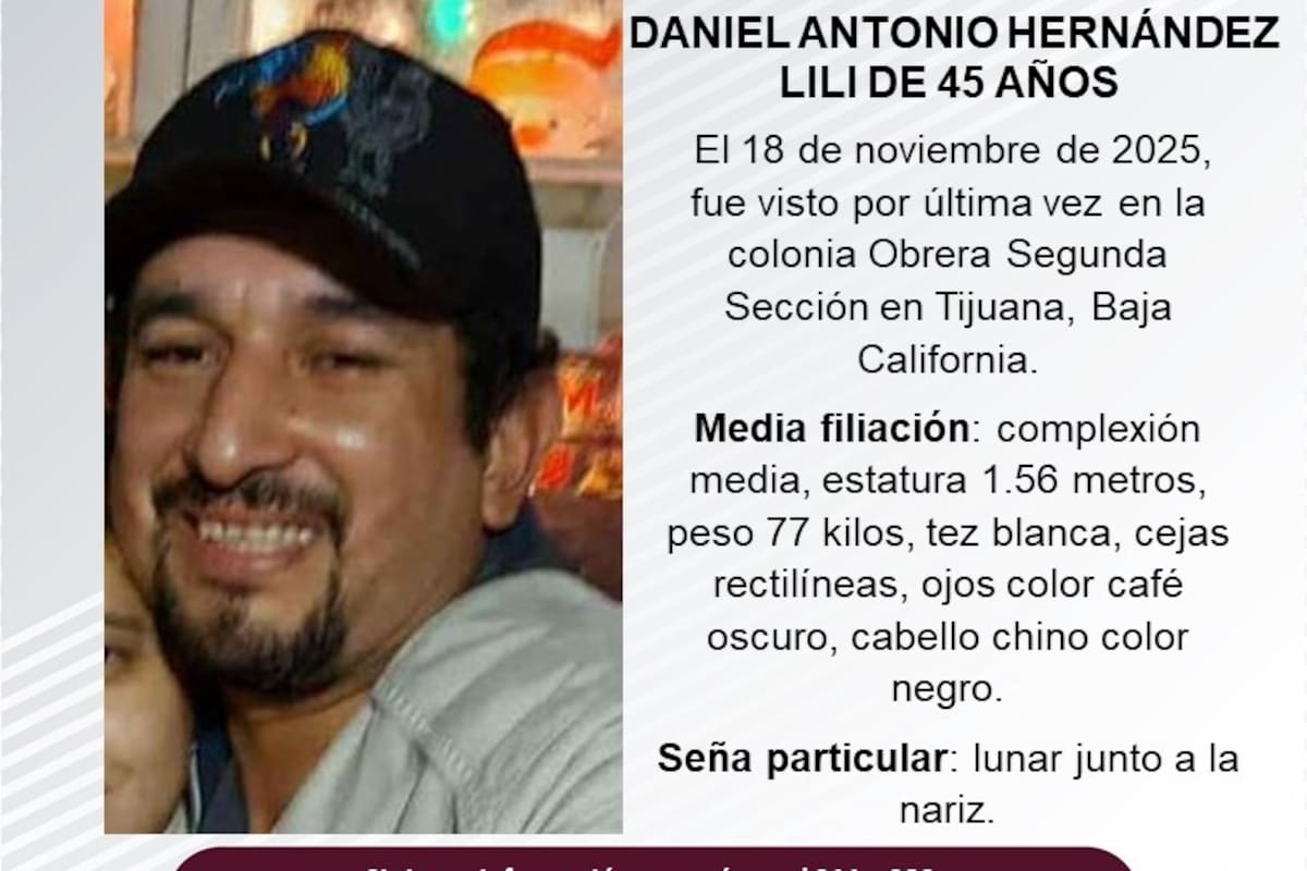 Se busca a Daniel Antonio Hernández Lili de 45 años de edad