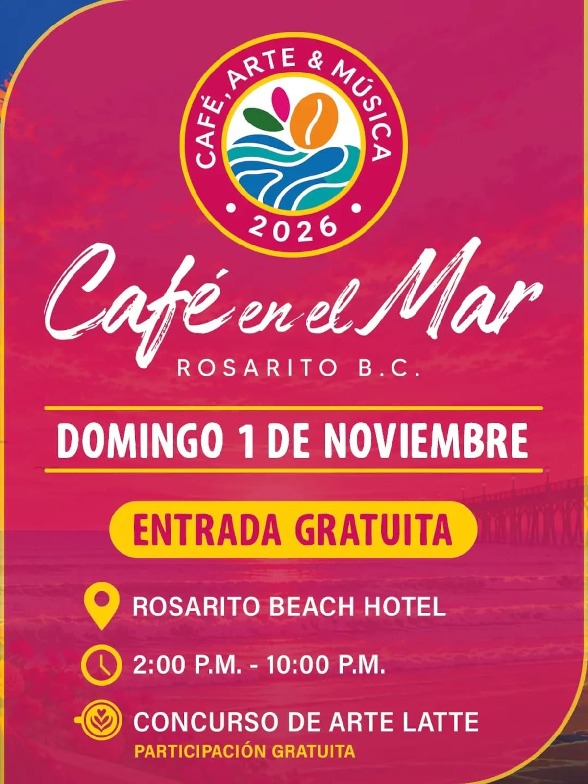 El encuentro se desarrollará de 14:00 a 22:00 horas y tendrá entrada gratuita, como también será sin costo la participación en el Concurso de Arte Latte, una de las actividades contempladas dentro del programa. Foto: Cortesía