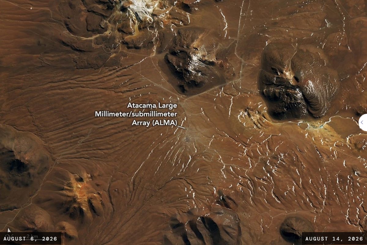 La nieve avanzó desde los Andes hacia el oeste y cubrió sectores del núcleo hiperárido de Atacama, una extensión que NASA calificó como inusual para la región.