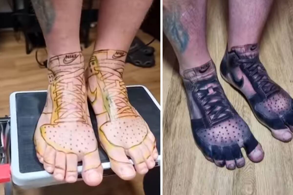 VIRAL: Estaba cansado de pagar por tennis cada mes,"se tatuó sus 'Nike' favoritos de por vida”