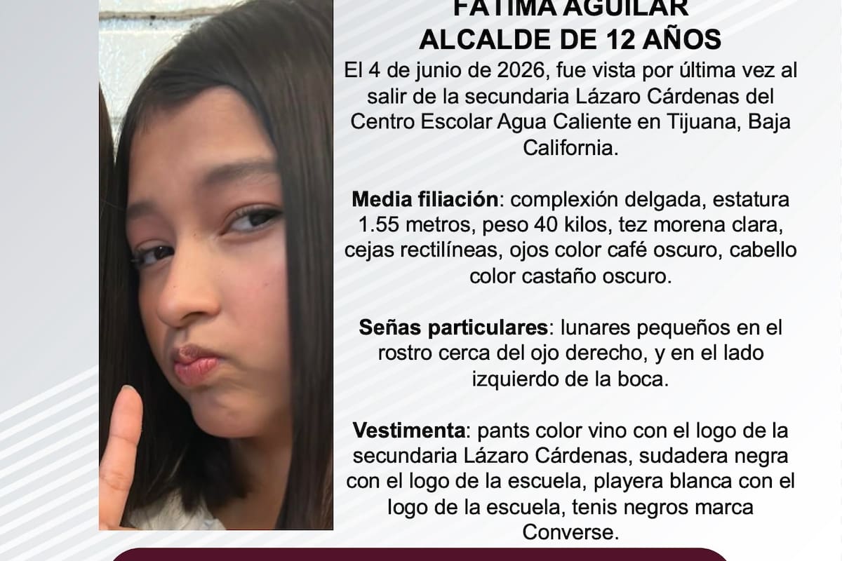 Se busca Fátima Aguilar Alcalde de 12 años de edad