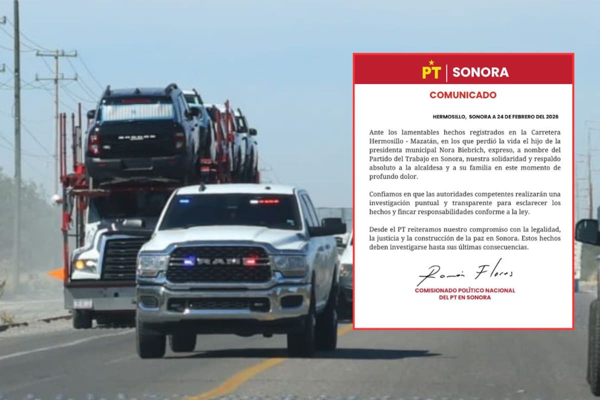 PT Sonora expresa respaldo a Nora Biebrich tras muerte de su hijo en balacera en carretera Hermosillo-Mazatán; piden investigación “puntual y transparente”