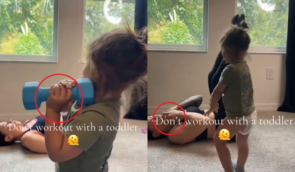 “No es gracioso, pobre, qué dolor”: niña le tira una pesa a su mamá mientras ella se grababa haciendo ejercicio