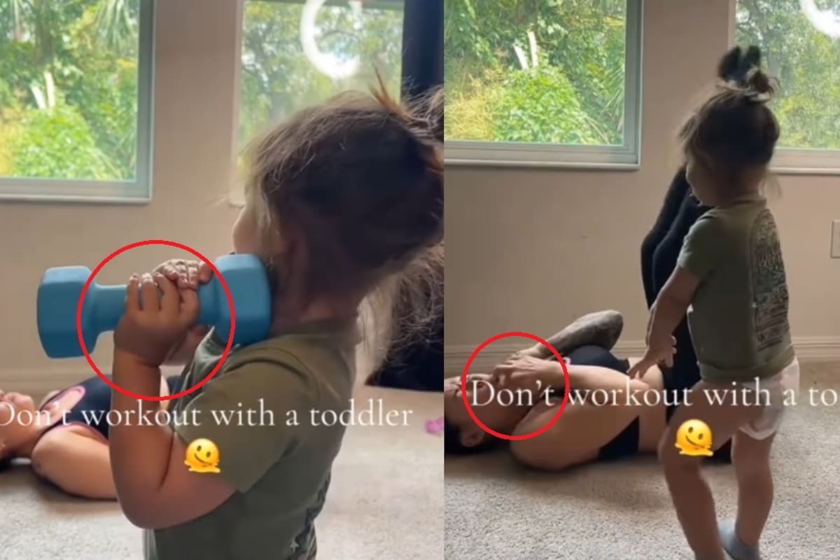 “No es gracioso, pobre, qué dolor”: niña le tira una pesa a su mamá mientras ella se grababa haciendo ejercicio