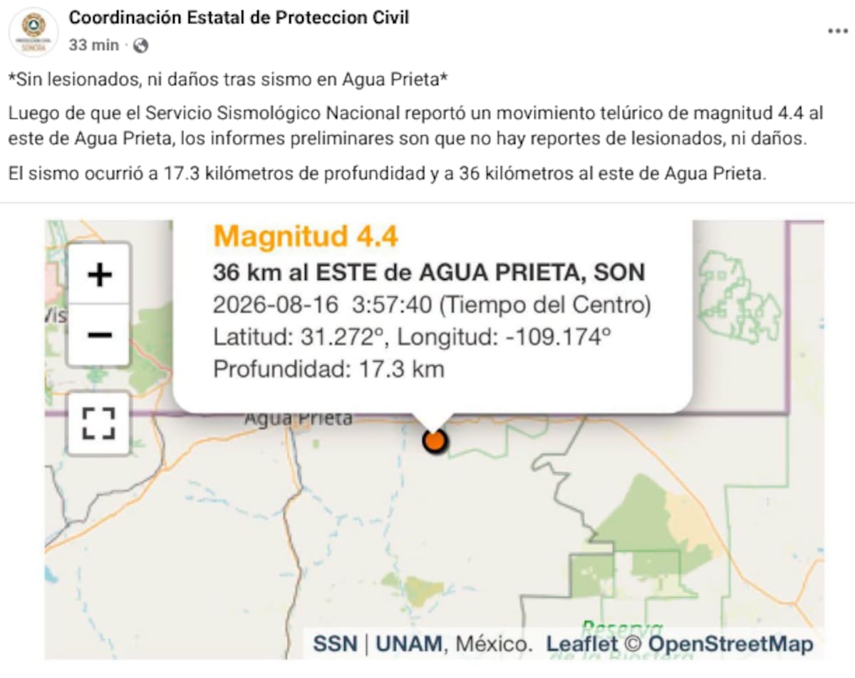 ¿Qué hace Protección Civil? Sismo de 4.4 en Agua Prieta pone en foco sus funciones Foto: Coordinación Estatal de Proteccion Civil