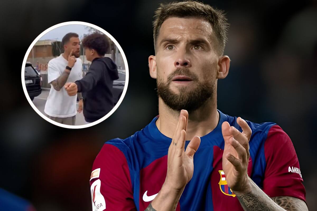 Iñigo Martínez, jugador del Barcelona, encara a aficionado que lo insultó