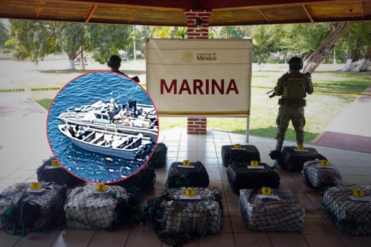 Semar interceptó embarcación con 650 kilos de cocaína y 350 litros de combustible en Michoacán, detuvo a seis personas, evitando la distribución de más de 1.3 millones de dosis con impacto económico de 150 millones de pesos al crimen organizado