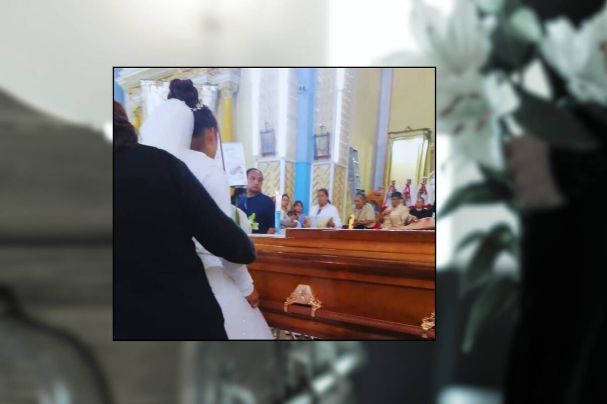 Mujer llegó vestida de novia al funeral de su prometido, quien murió atropellado por un autobús mientras repartía las invitaciones para la boda