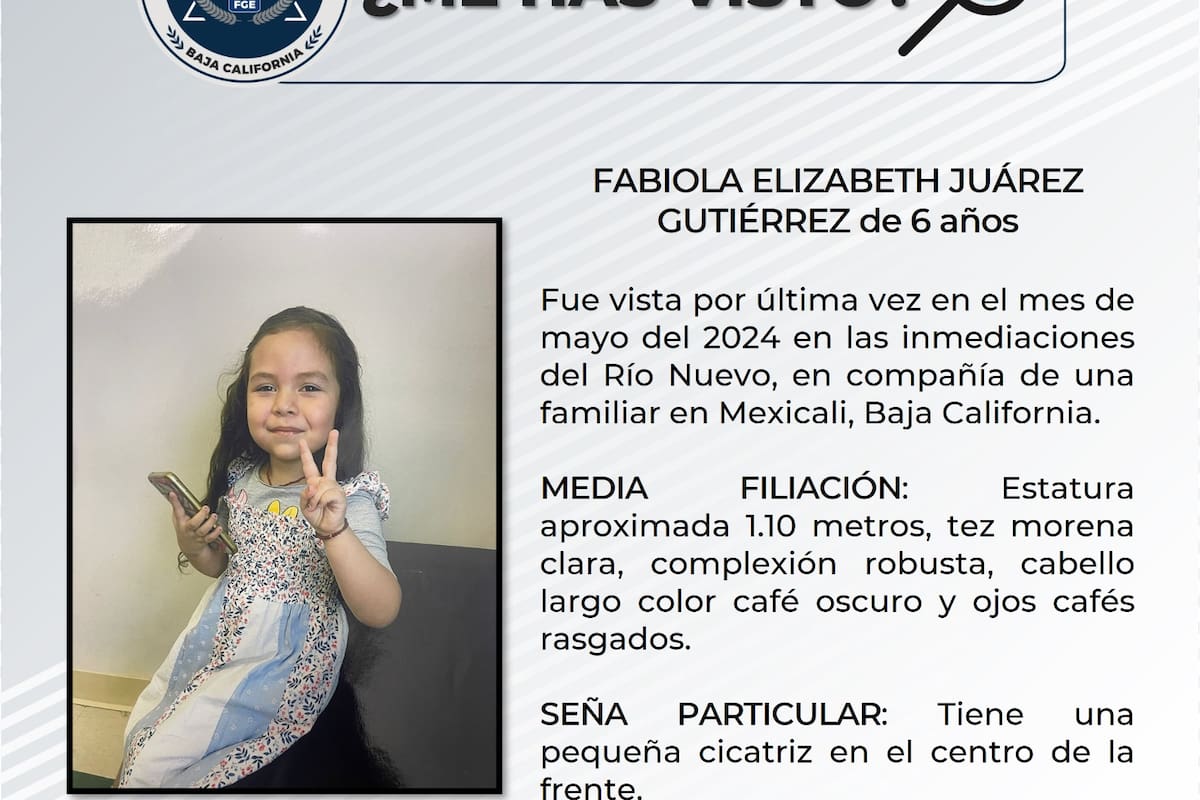 Se busca a Fabiola Elizabeth Juárez Gutiérrez, de 6 años