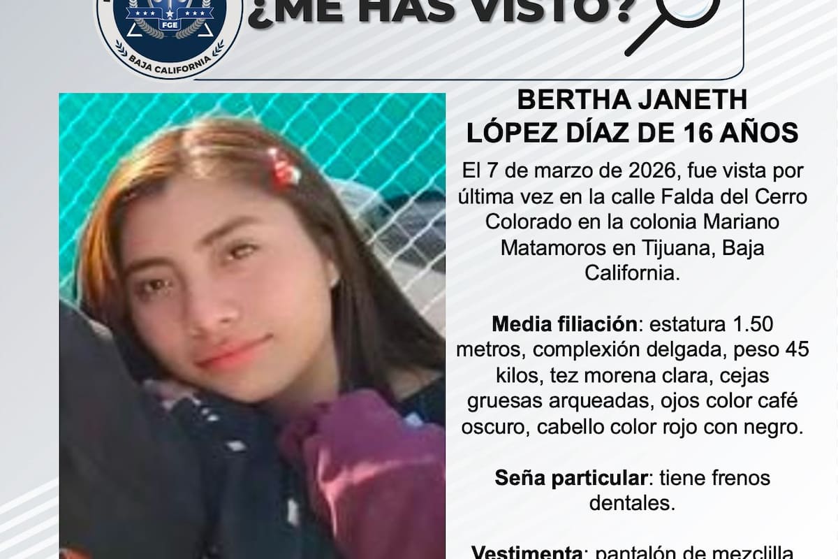 Se busca a Bertha Janeth López Díaz de 16 años