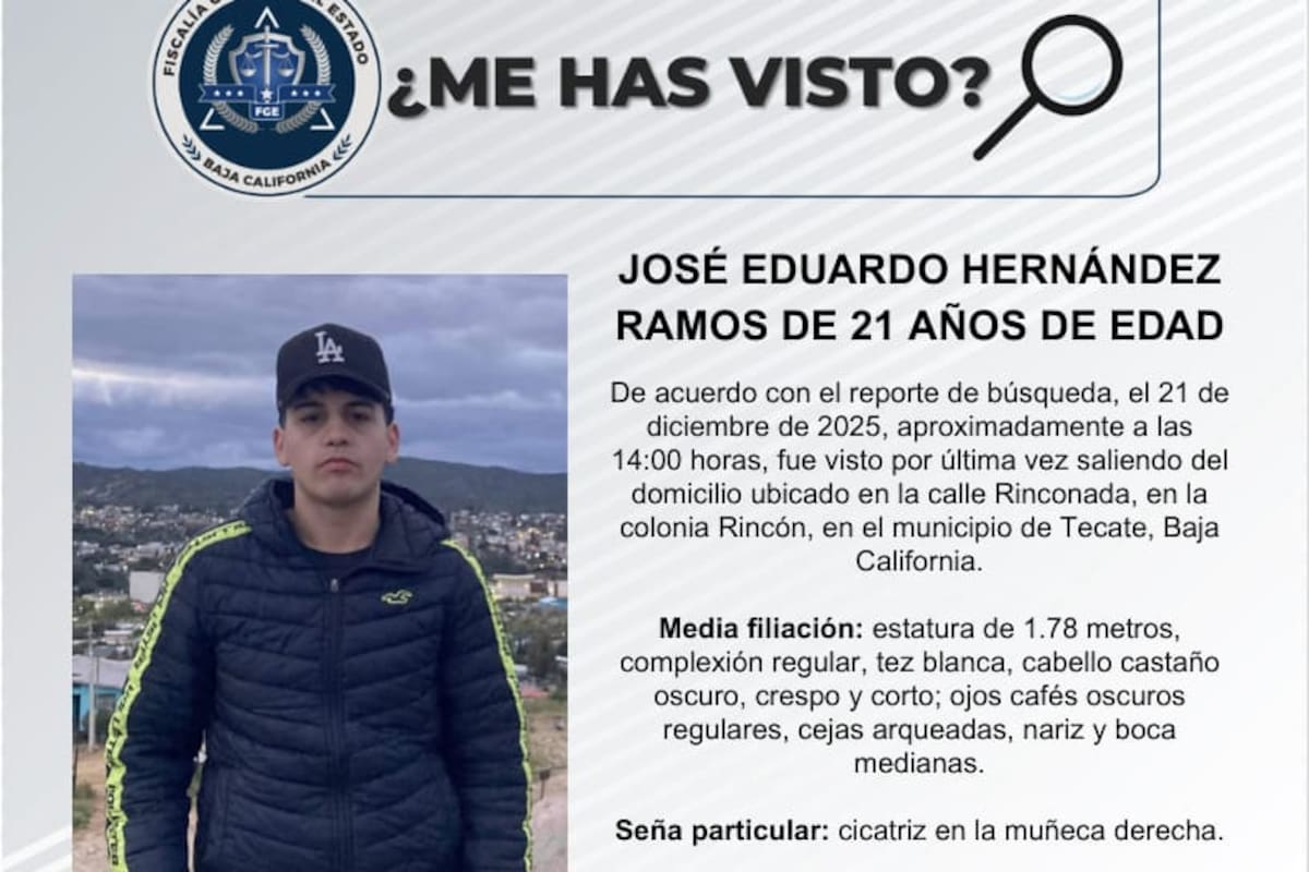 Se busca José Eduardo Hernández Ramos de 21 años de edad