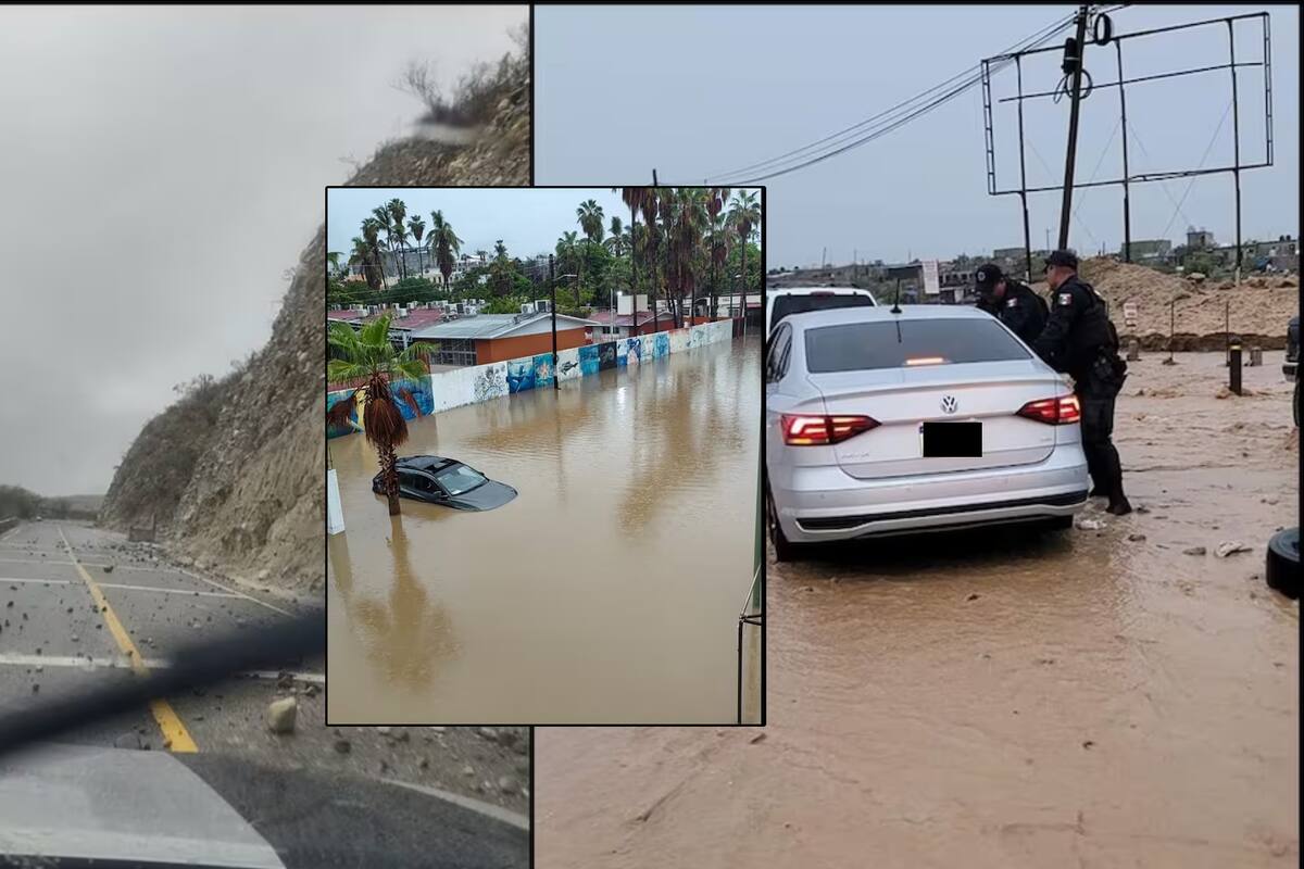 Tormenta Ileana inunda Baja California Sur; crecen arroyos y provoca deslaves