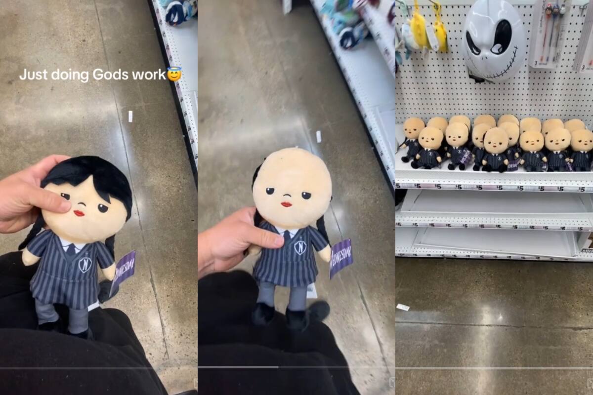 Un usuario lleva una pequeña broma en un supermercado demasiado lejos: así dejó TODOS los peluches de Merlina