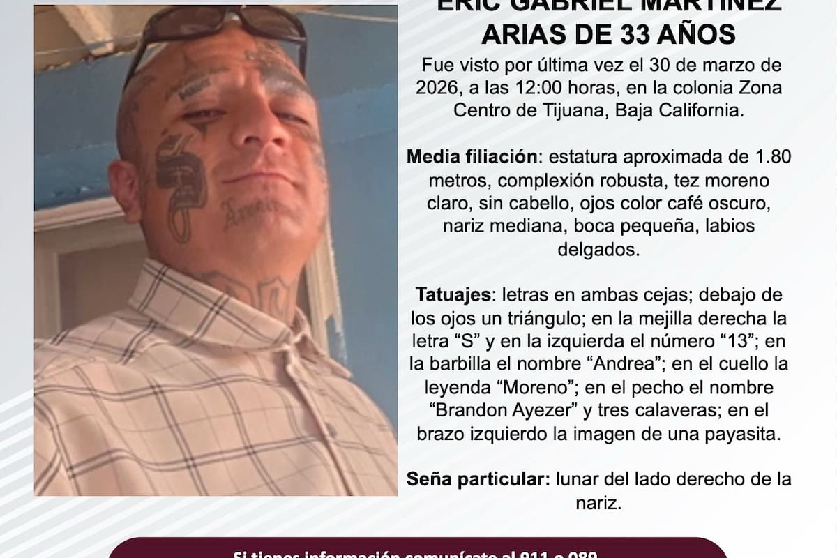 Se busca a Eric Gabriel Martínez Arias de 33 años