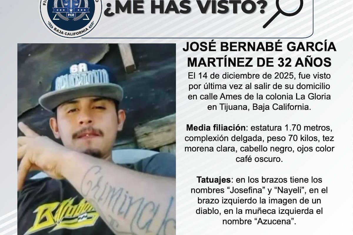 Se busca a José Bernabé García Martínez de 32 años de edad