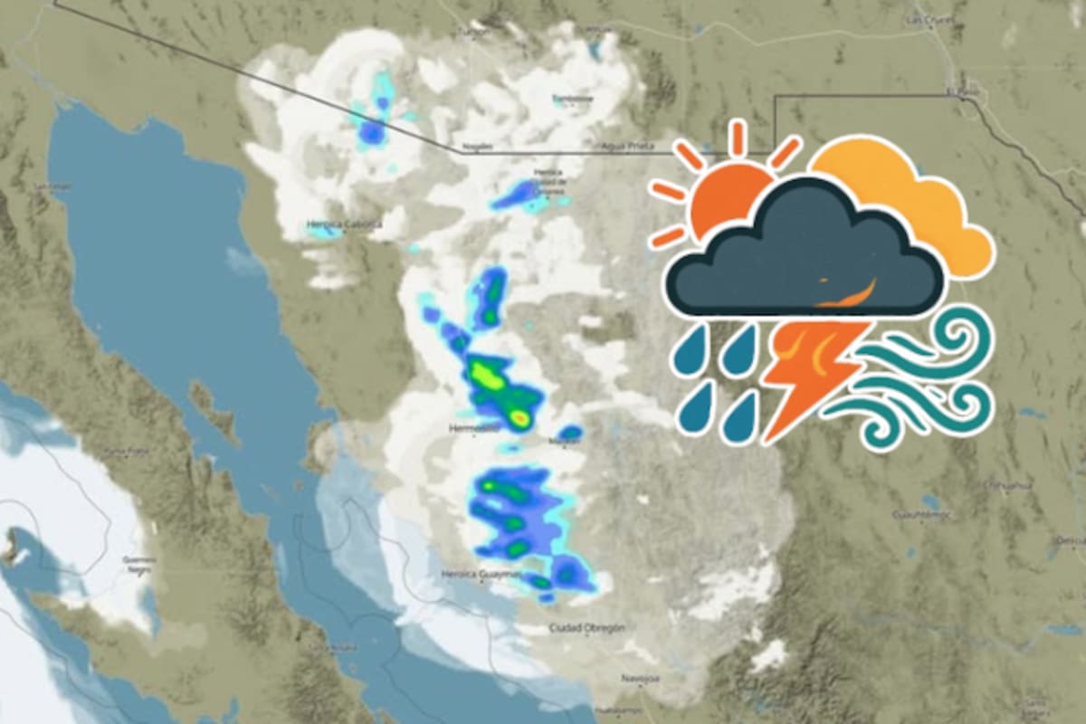 Tormentas podrían azotar Sonora esta noche: alertan chubascos fuertes, descargas eléctricas, viento de tormenta y condiciones para la caída de granizo