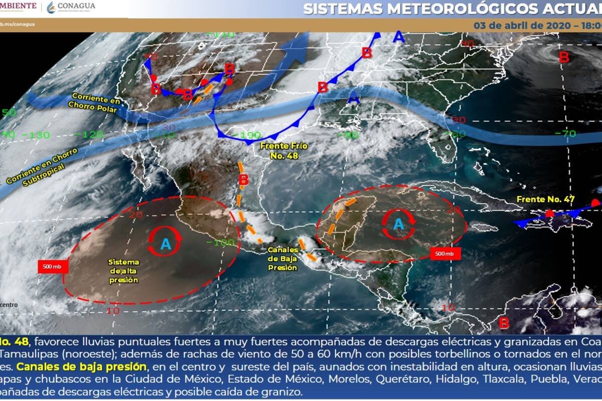 Prevén lluvias, granizadas y posibles tornados en algunas partes de México