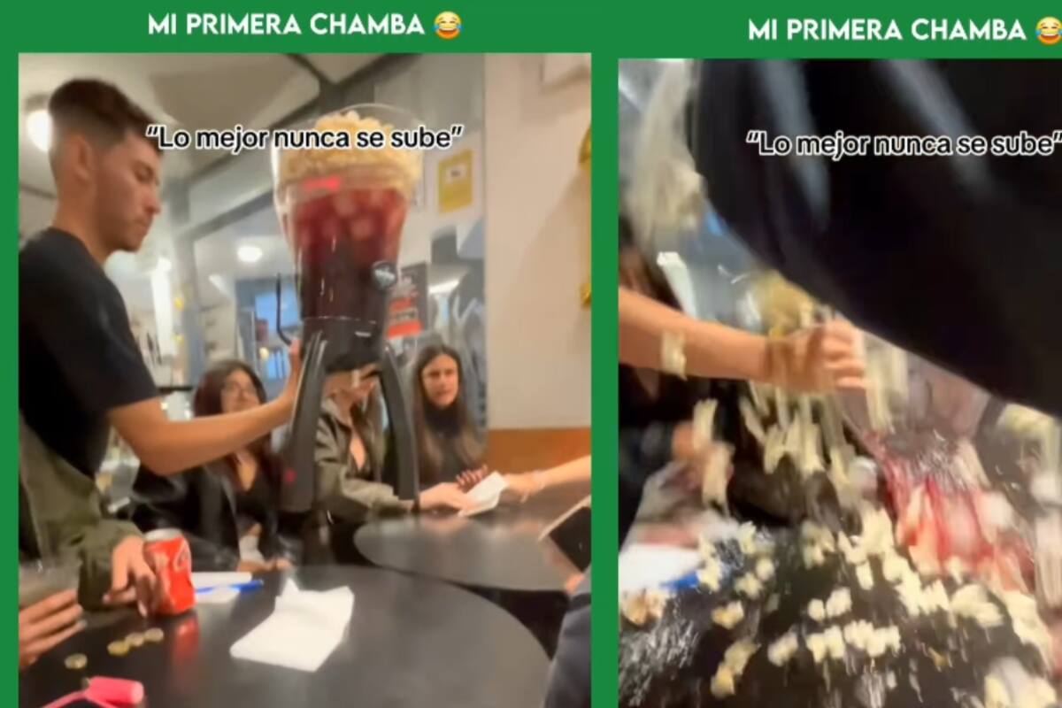 “Mi primera chamba”: mesero provoca un desastre al servir y arruina toda la mesa