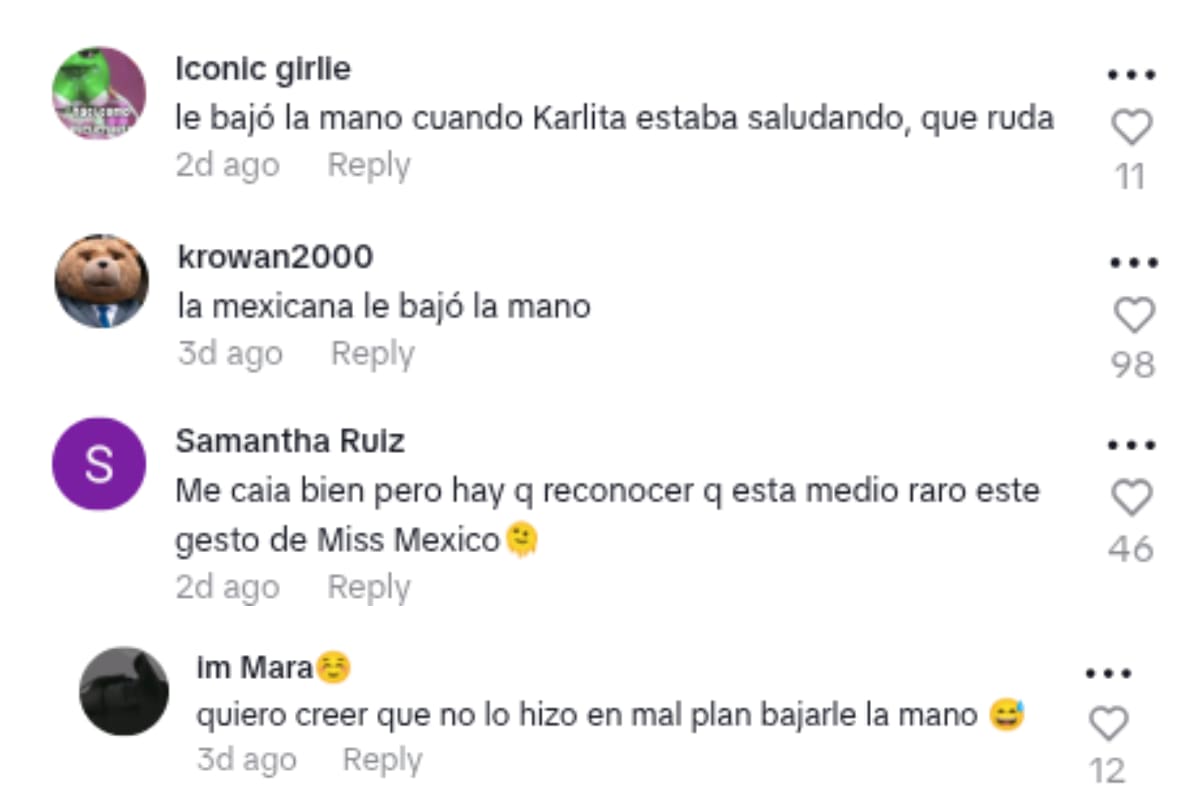 Múltiples usuarios de Instagram y TikTok reprobaron el gesto de Fátima Bosch a Karla Bacigalupo.