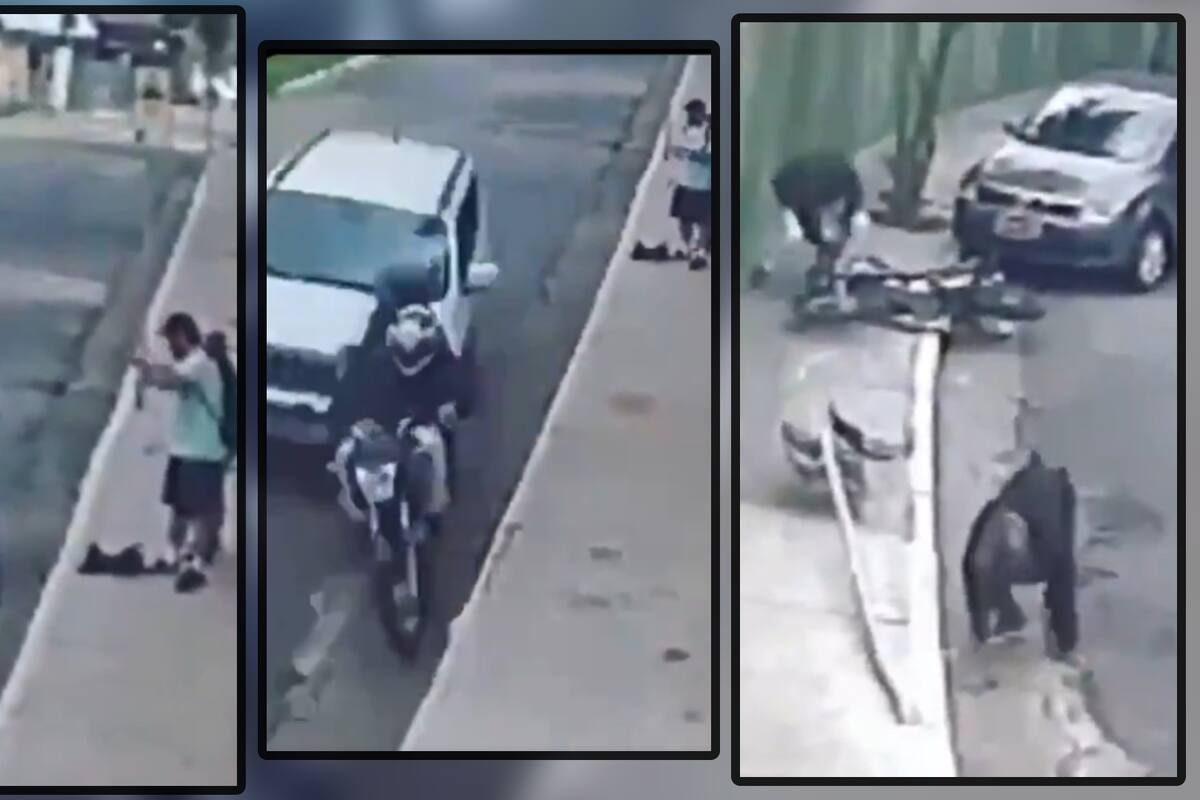 VIDEO: Conductor atropella a asaltantes en motocicleta y evita robo