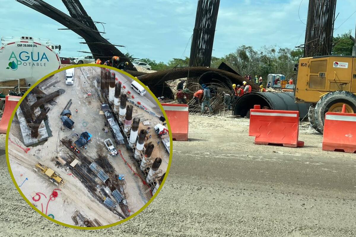 Por fuertes vientos, caen castillos de obras del Tren Maya en Chetumal (VIDEO)