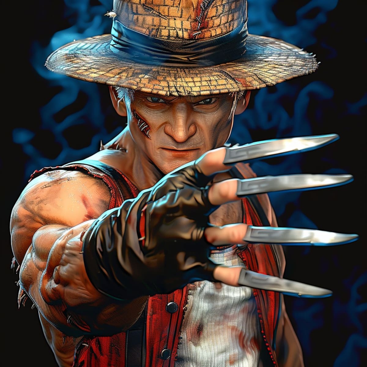 Las garras tipo Freddy Krueger destacan en la representación digital de Choi, una oda a sus armas icónicas en The King of Fighters.