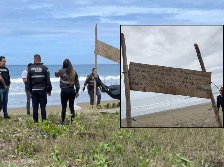 Cinco cabezas humanas fueron dejadas colgadas junto con una nota de amenaza en una playa turística