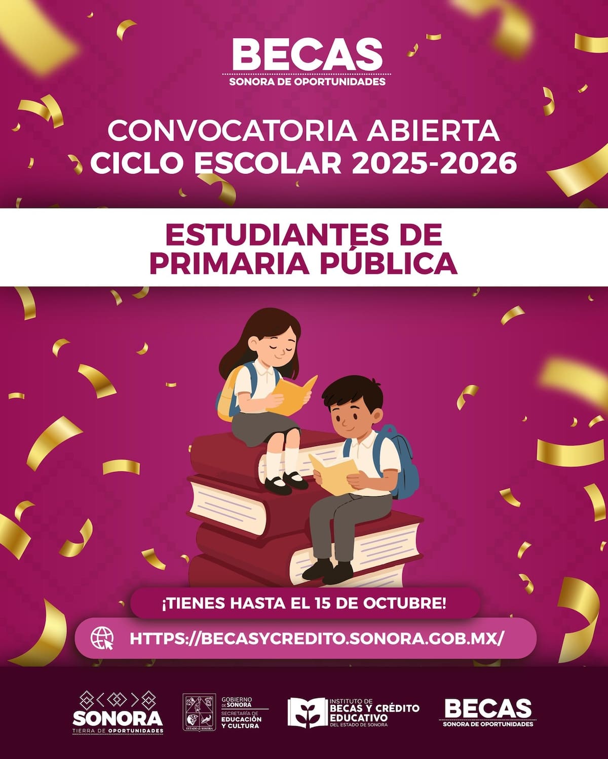 Convocatoria abierta para becas a estudiantes de primaria en Sonora hasta el 15 de octubre.