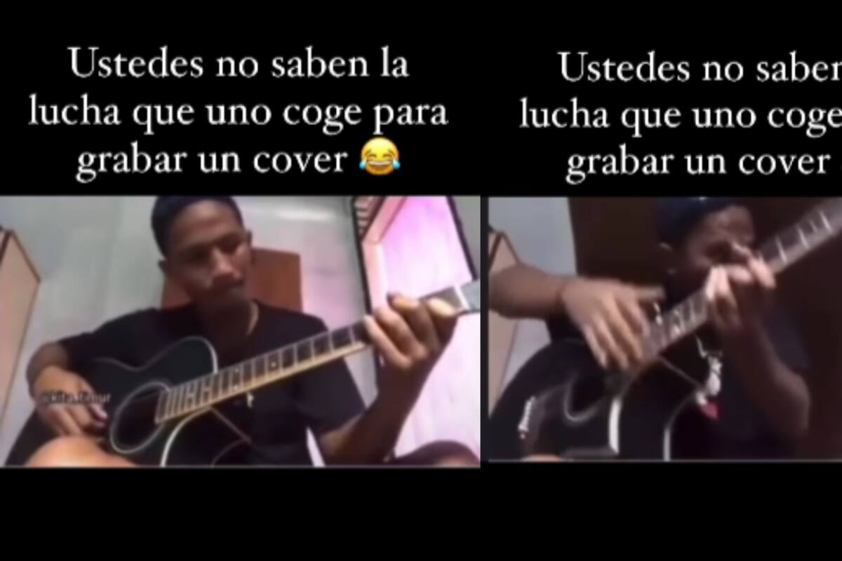 Hombre se disponía a grabar tocando la guitarra y cantando, pero la puerta de su casa le cae encima