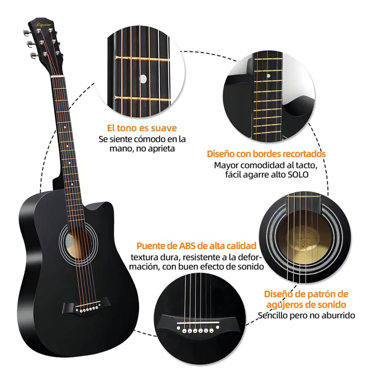 Guitarra acústica clásica Bigview | Mercado Libre