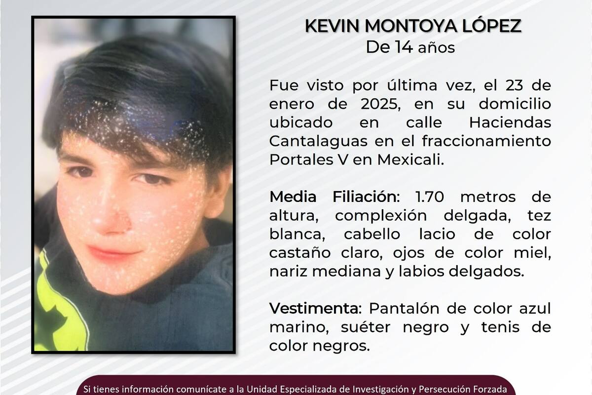 Se solicita ayuda para localizar a Kevin Montoya López