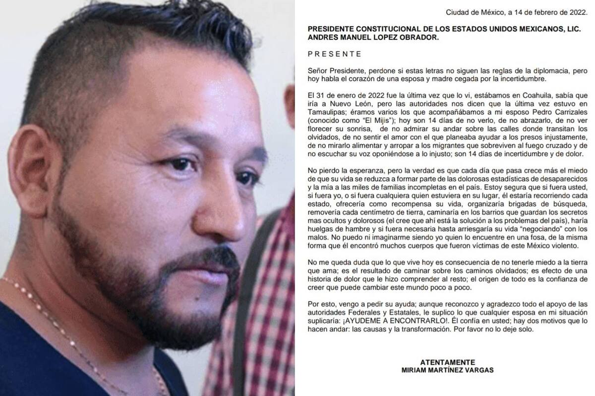 Esposa de ‘El Mijis’ envía carta a AMLO; suplica ayuda para localizar al exlegislador