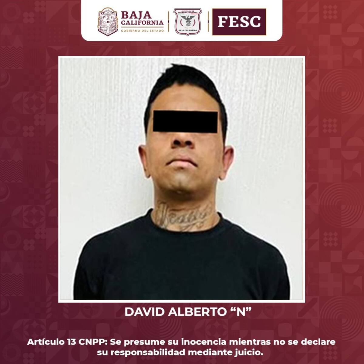 Se llevó a cabo la aprehensión de David Alberto “N”, de 27 años, tiene un mandato judicial por delitos contra la salud l Cortesía