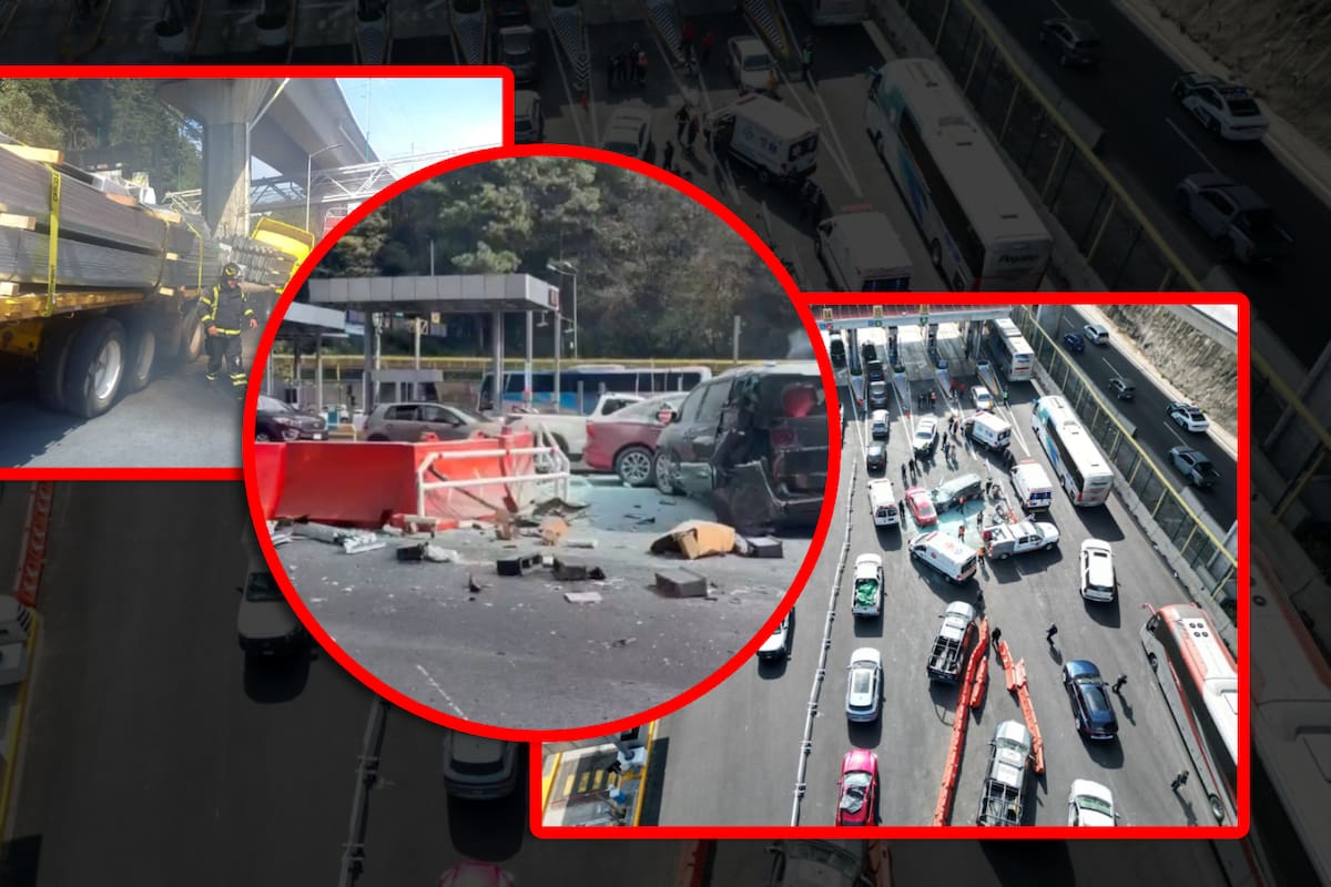 Tráiler ocasiona choque múltiple y se incendia en la México-Toluca tras quedarse sin frenos